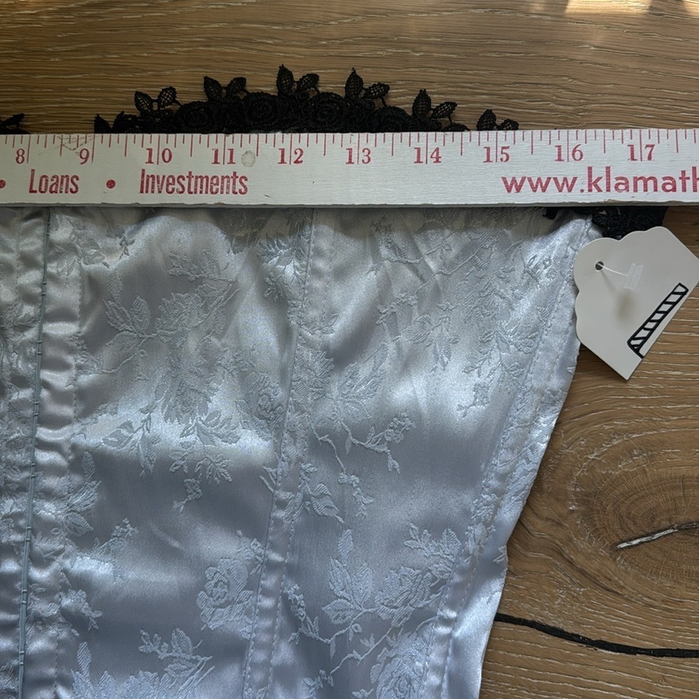 NWT Frederick’s of Hollywood Corset floral satin Lace Womens X C cup Fairy Core - Picture 8 of 10